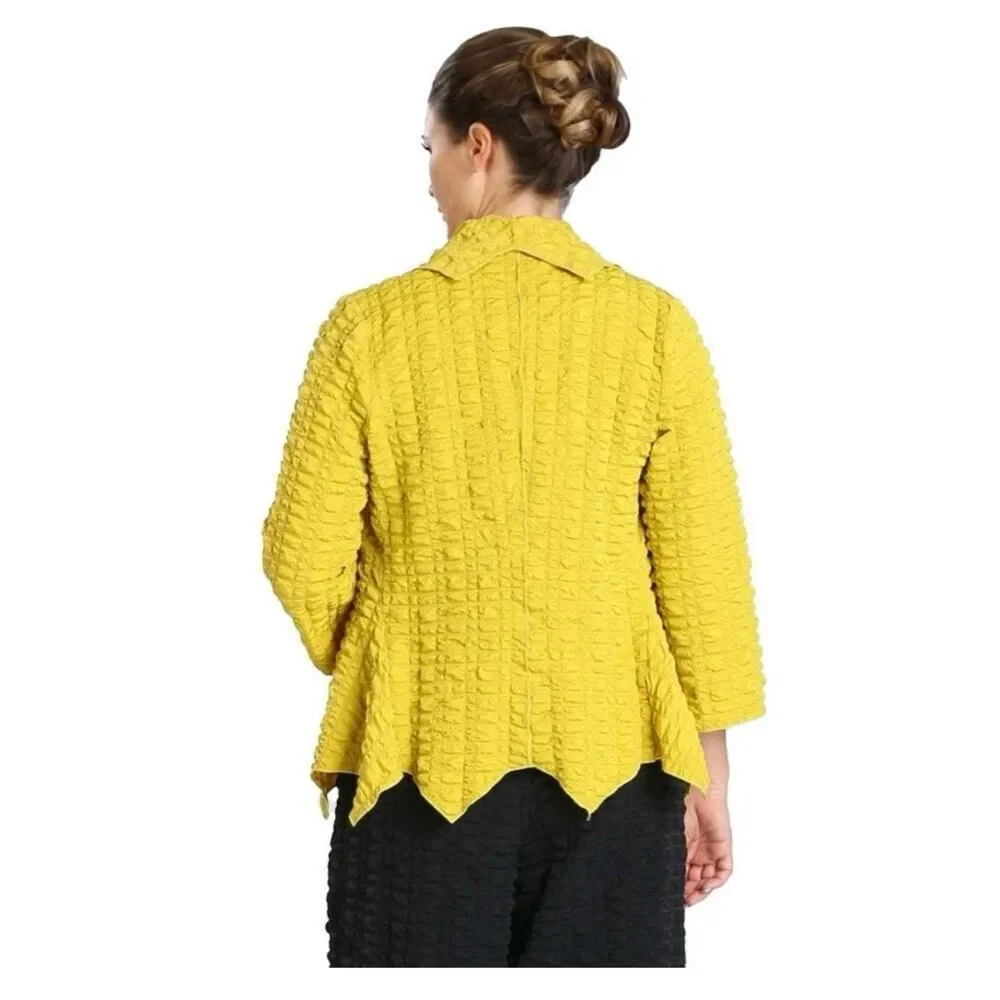IC by Connie K Collection Women’s Mustard Yellow Bubble Check Merrow Detail Open